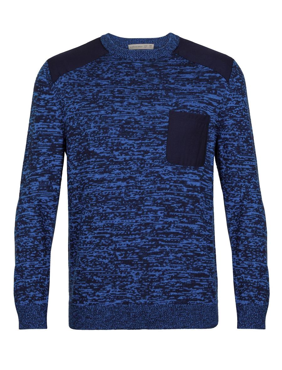 Men's Icebreaker Merino Barein Crewe Sweaters Midnight Navy / Lazurite | CA 1729EBCX